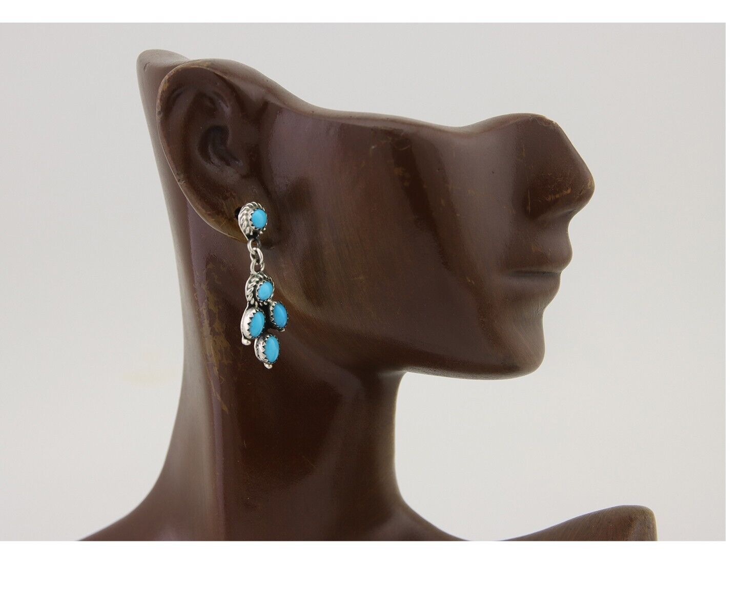 Navajo Paw Earrings 925 Silver Blue Turquoise Native American Artist C.80's