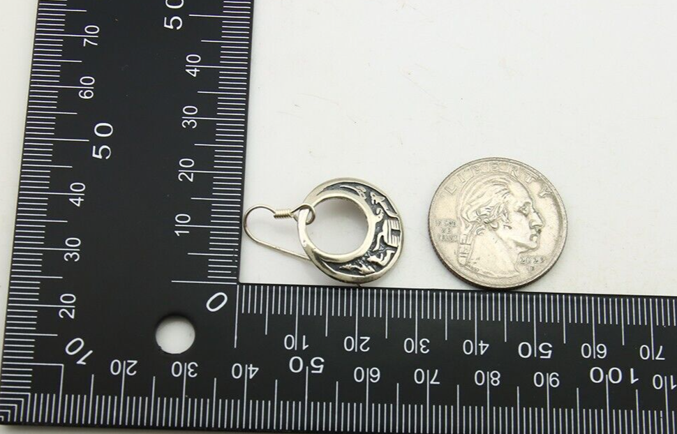Navajo Earrings 925 Silver Dangle Pictograph Native American Artist C.80's