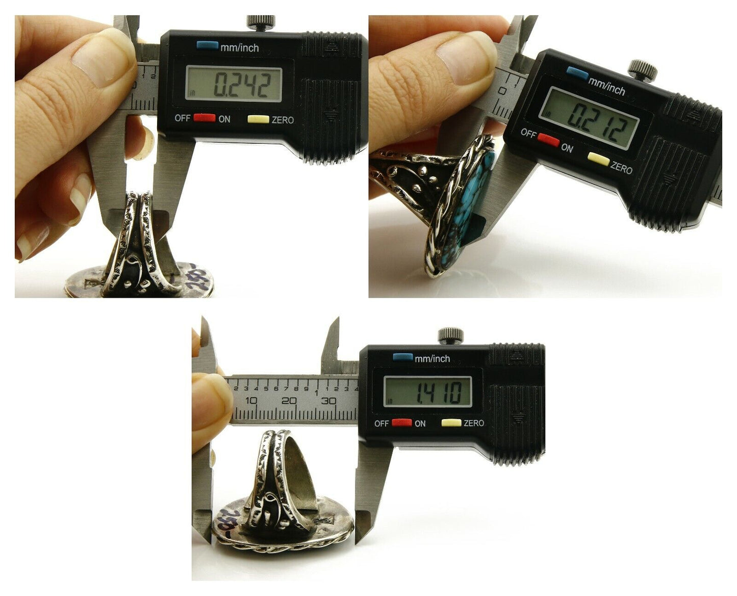 Navajo Ring .925 SOLID Silver Kingman Turquoise Signed Ralph Pemberton C.1975