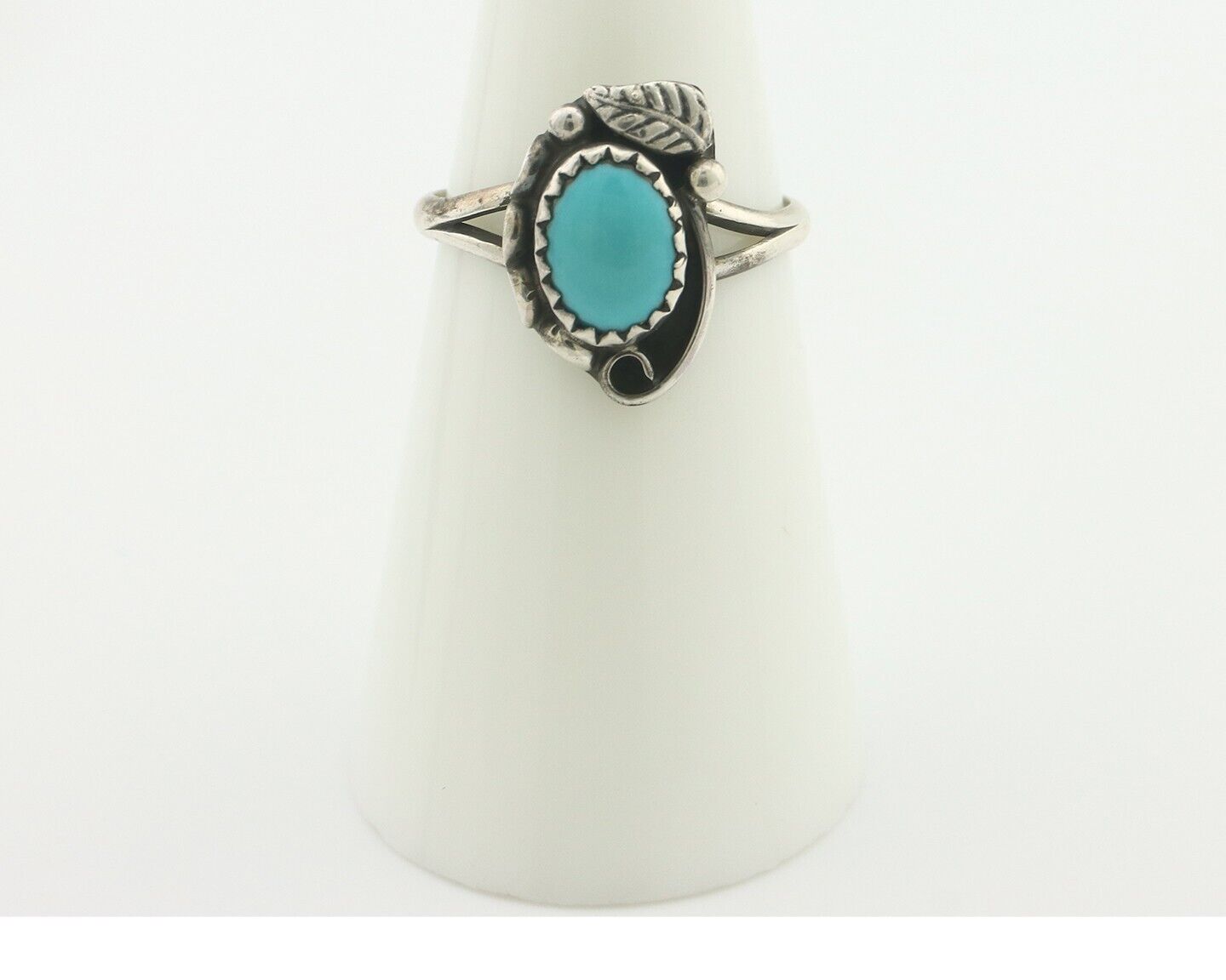 Navajo Ring .925 Silver Sleeping Beauty Turquoise Native American Artist C.80's