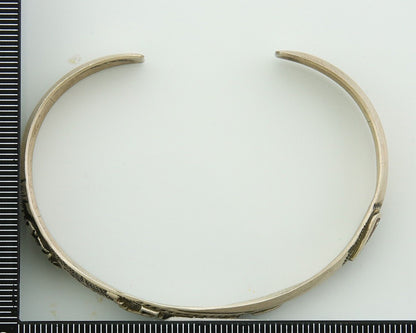 Navajo Bracelet 925 Silver Inlaid Turquoise Coral Native American Artist C.80's