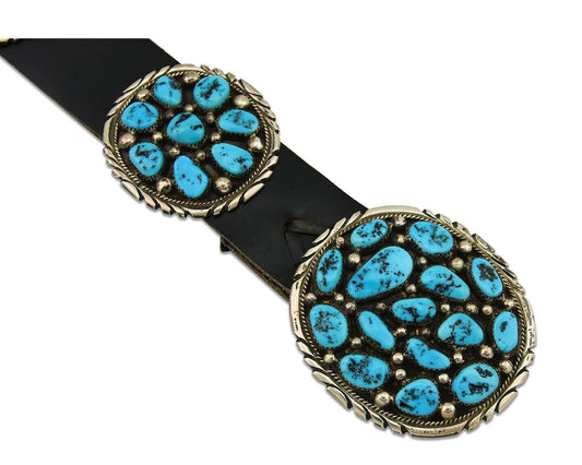 Navajo Concho Belt 925 Silver Handmade Artist Signed Gregory Moore C.1980's