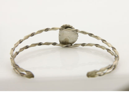 Navajo Bracelet .925 Silver Mediterranean Red Coral Cuff Native Artist C.80's