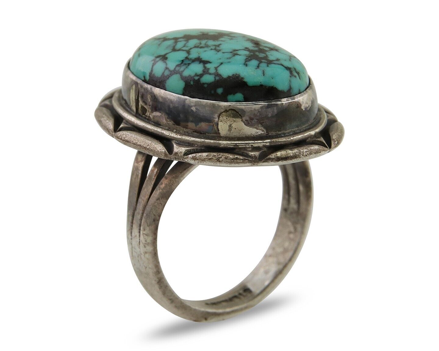 Navajo Handmade Ring 925 Silver Turquoise Native American Artist C.80's