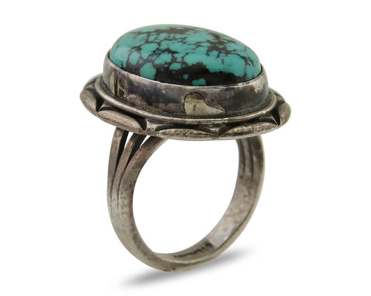 Navajo Handmade Ring 925 Silver Turquoise Native American Artist C.80's