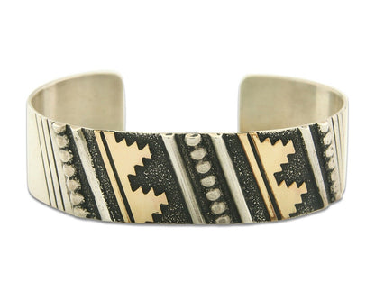 Navajo Bracelet Gold & 925 Silver Handmade 19 mm Wide Signed Thomas Singer C80s