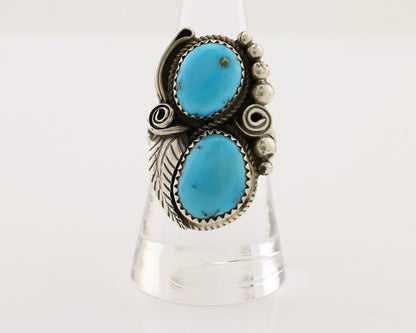 Navajo Handmade Ring 925 Silver Natural Tuquoise Artist Signed JM C.80's