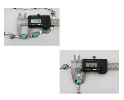 Navajo Turquoise Necklace 925 Silver Natural Blue Native American Artist C.80's
