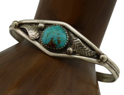 Navajo Bracelet 925 Silver Kingman Turquoise Native American Artist C.80's