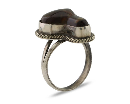 Navajo Handmade Ring 925 Silver Natural Fire Opal Native Artist Size 6.5 C.80's