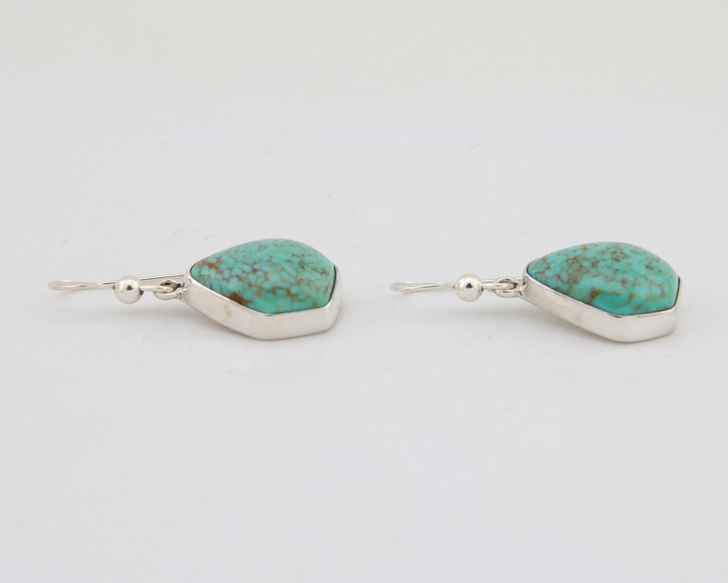 Navajo Dangle Earrings 925 Silver Natural Turquoise Artist Signed Montoya C.80's