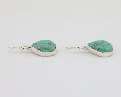 Navajo Dangle Earrings 925 Silver Natural Turquoise Artist Signed Montoya C.80's