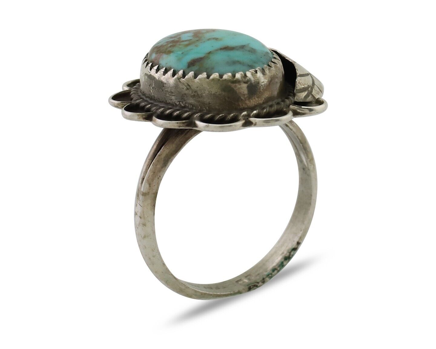 Navajo Handmade Ring 925 Silver Kingman Turquoise Native American Artist C.80's
