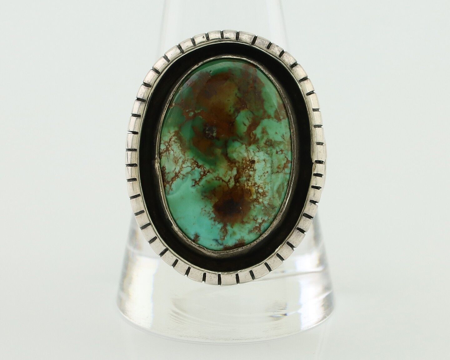 Navajo Handmade Ring 925 Silver Natural Turquoise Signed M Montoya C.80's