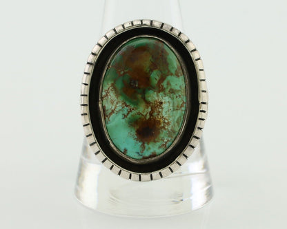Navajo Handmade Ring 925 Silver Natural Turquoise Signed M Montoya C.80's