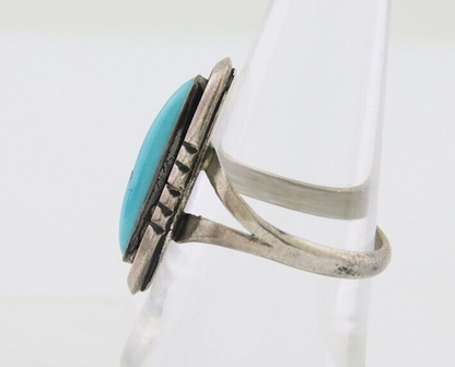 Navajo Ring 925 Silver Sleeping Beauty Turquoise Native American Artist C.80's