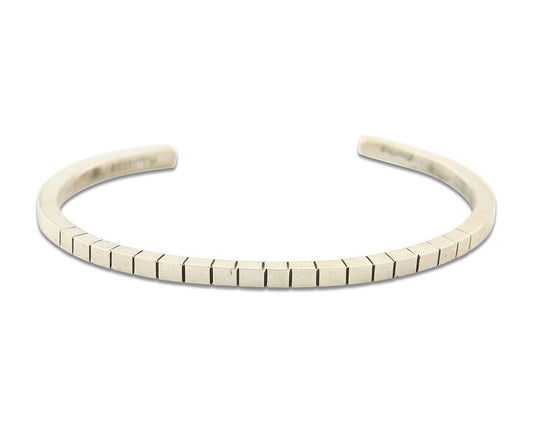 Navajo Bracelet 925 Silver Hand Stamped Signed M.C. ISASIB C.80's