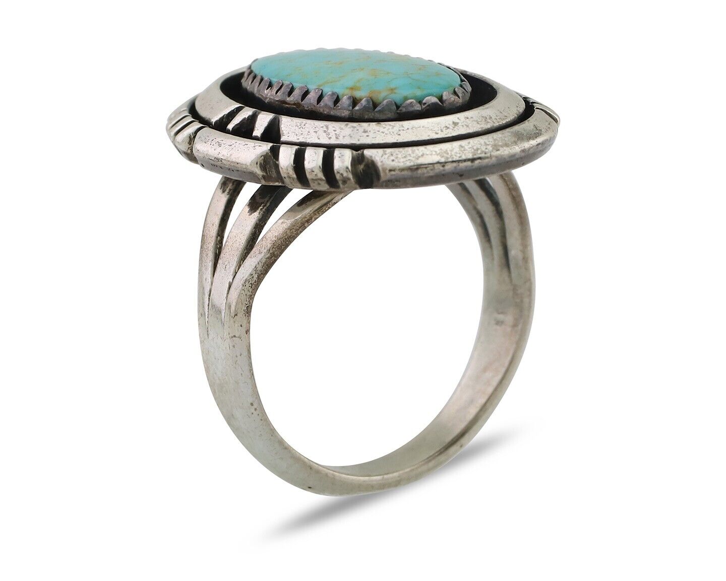 Navajo Ring 925 Silver Spiderweb Turquoise Signed William Denetdale Sz 8.0 C.80s