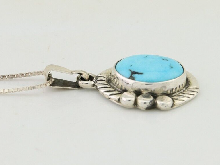 Navajo Necklace 925 Silver Natural Turquoise Artist M Montoya C.80's