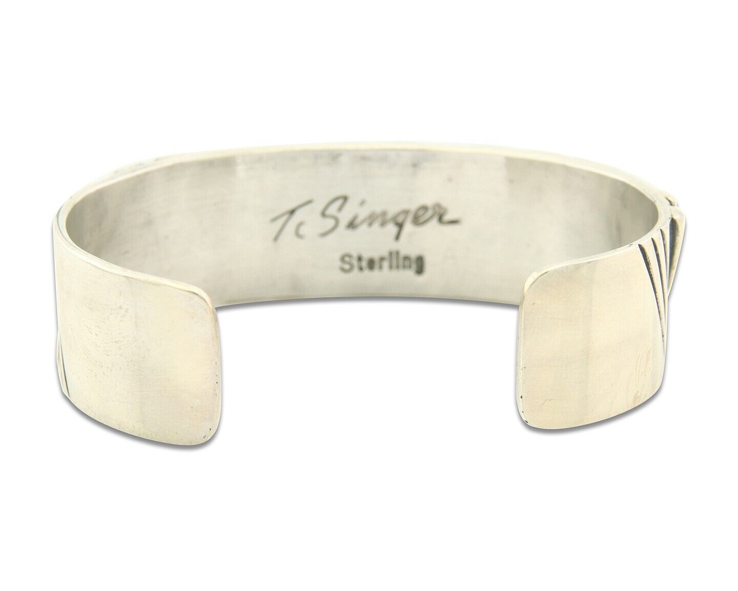 Navajo Bracelet Gold & 925 Silver Handmade 16 mm Wide Signed Thomas Singer C80s