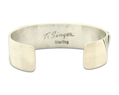 Navajo Bracelet Gold & 925 Silver Handmade 16 mm Wide Signed Thomas Singer C80s