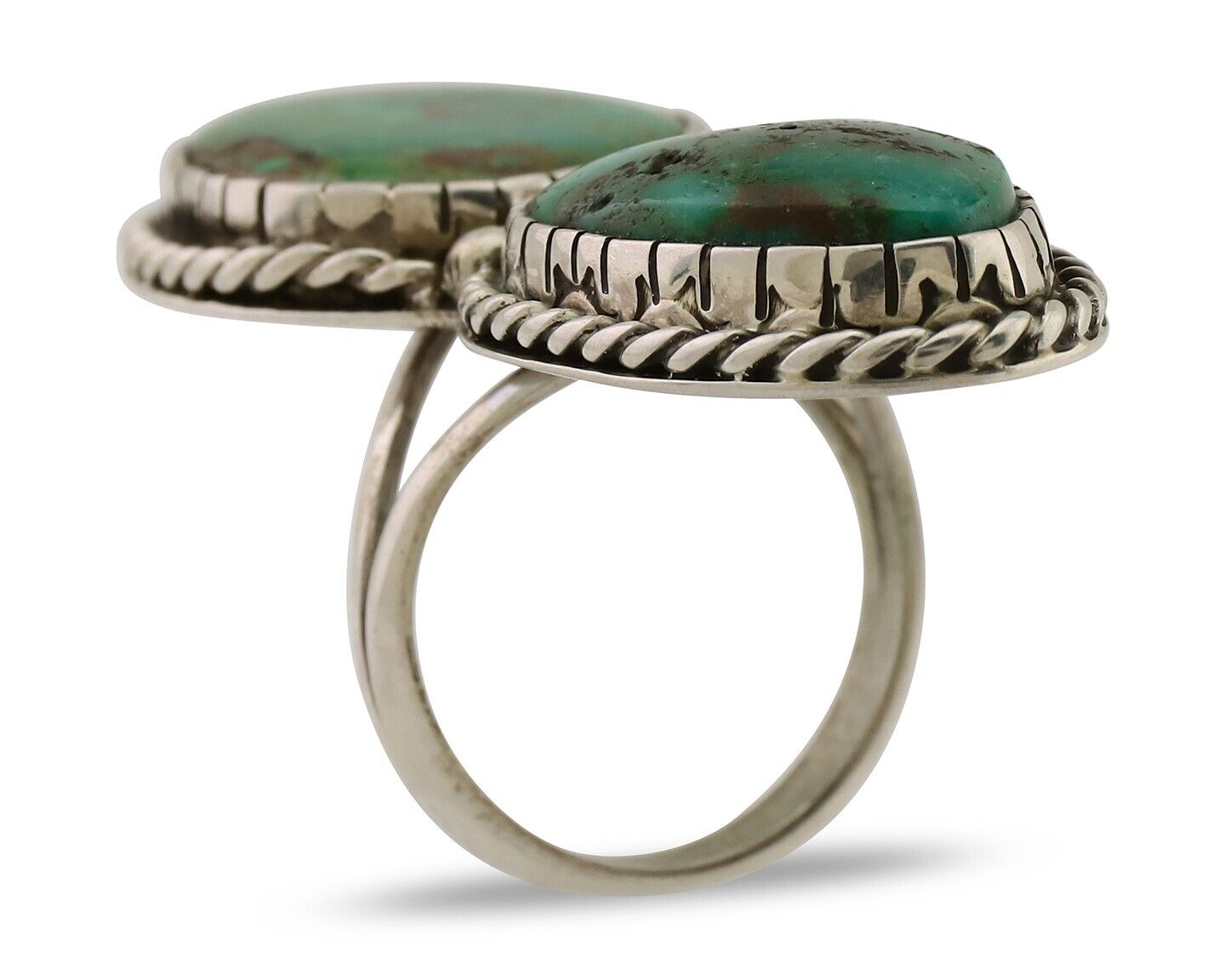 Navajo Handmade Ring 925 Silver Natural Tuquoise Artist Signed BY C.80's