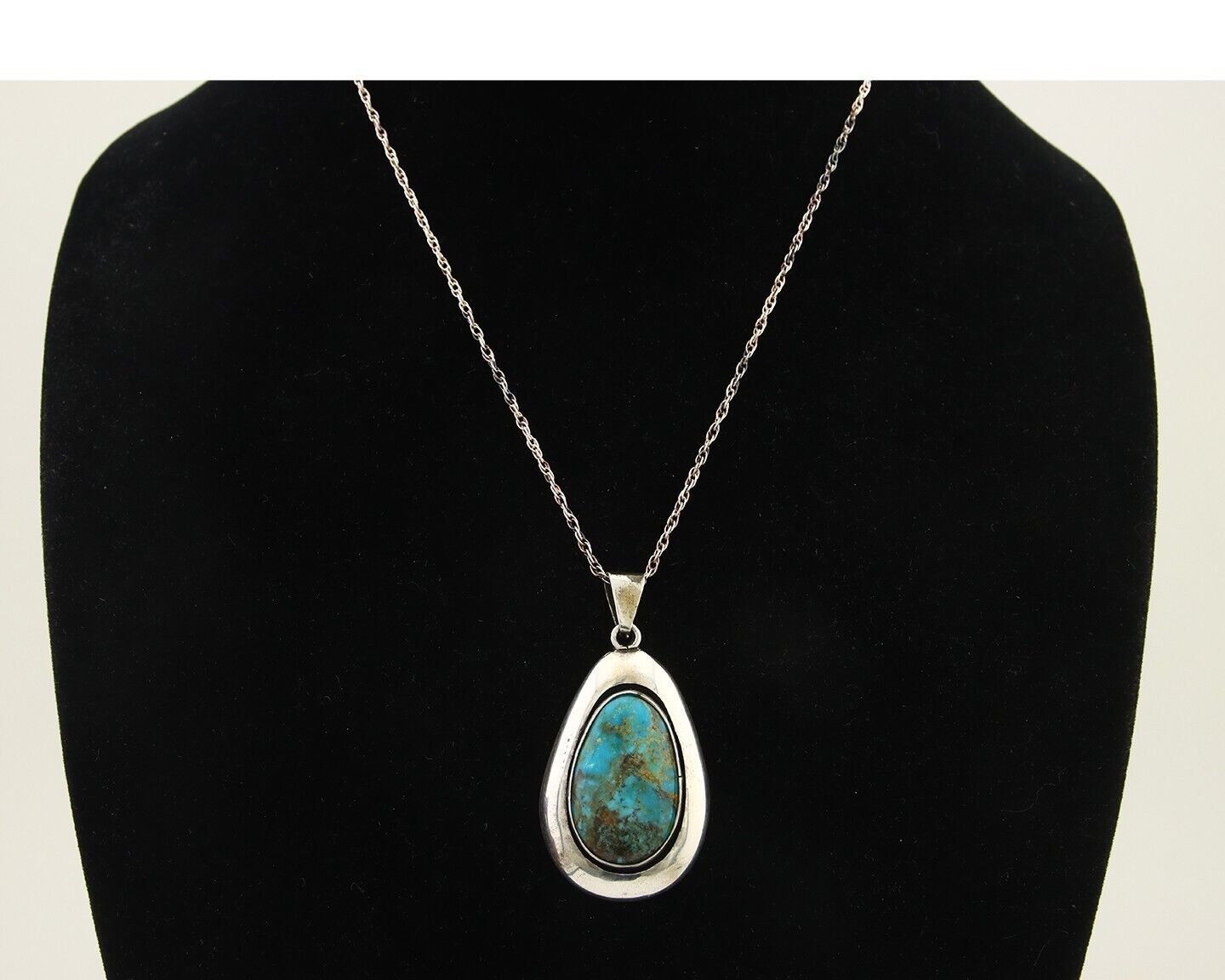 Navajo Necklace 925 Silver Natural Turquoise Artist Signed M Montoya C.80's