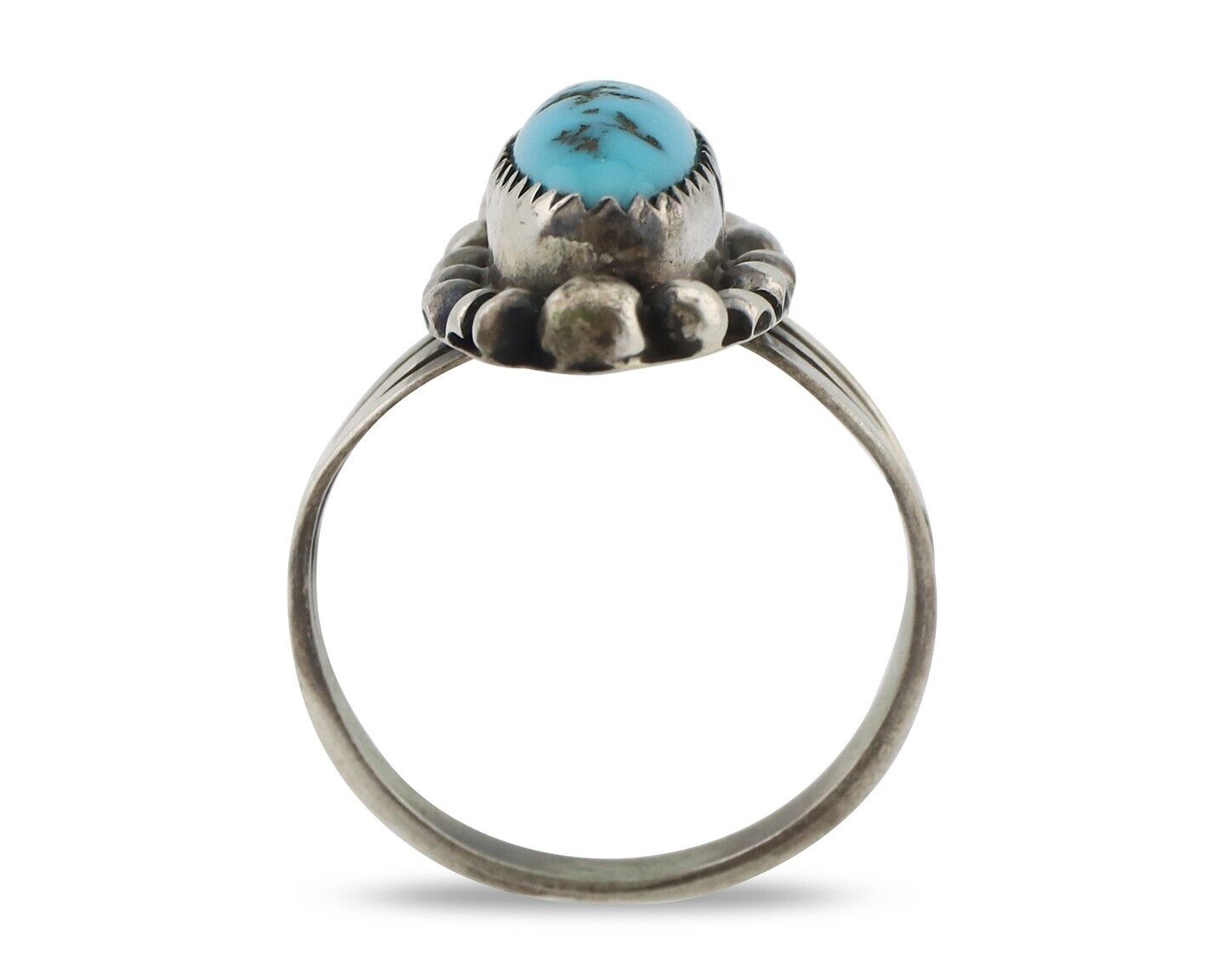 Navajo Ring .925 Silver Sleeping Beauty Turquoise Signed SkyStone Creations C80s