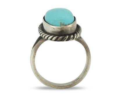 Navajo Ring .925 Silver Natural Blue Turquoise Native American Artist C.80's