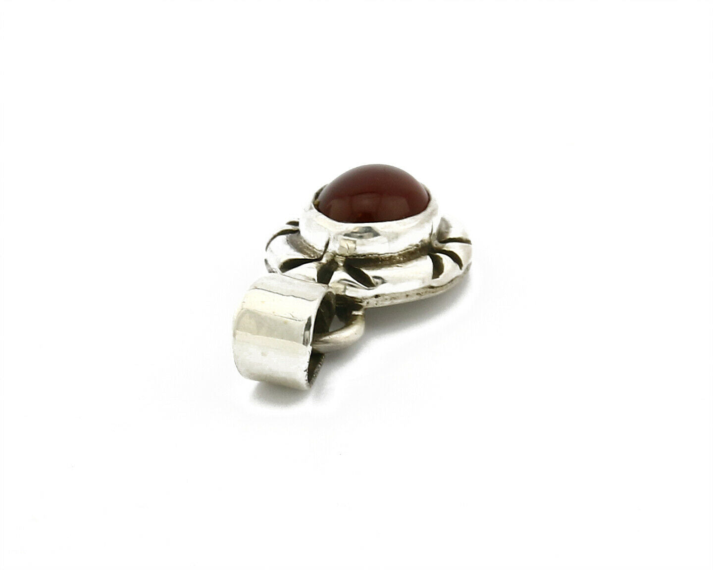 Navajo Hand Stamped Natural Mined Cornelian in .925 SOLID Silver Pendant
