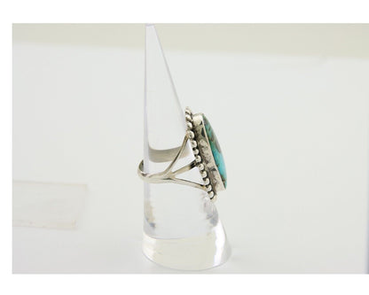 Navajo Shield Ring 925 Silver Arizona Turquoise Native Artist C.80's
