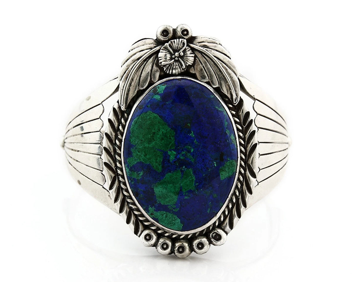 Navajo Cuff Bracelet Sterling Silver Lapis Malachite Vintage Signed CP C.80's