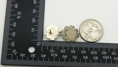 Navajo Earrings 925 Silver Turquoise & Coral Artist Signed Mary Ellen C.80's