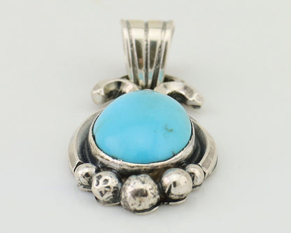 Navajo Pendant 925 Silver Natural Turquoise Artist Signed RB C.80's