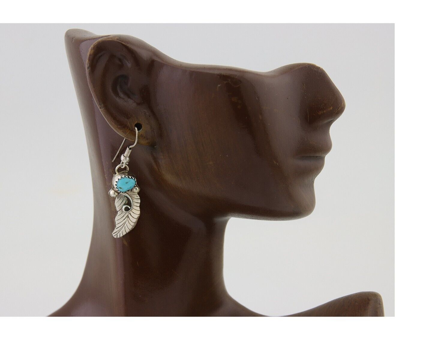 Navajo Dangle Earrings 925 Silver Natural Turquoise Artist Signed JB C.80's