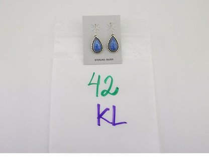 Navajo Earrings 925 Silver Blue Denim Lapis Artist Signed First Eagle C.80's