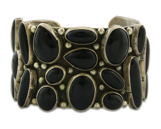 Vintage Navajo Bracelet 925 Silver Onyx Traditional Handmade Native American