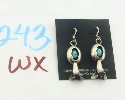 Navajo Squash Earrings 925 Silver Natural Turquoise Native American Artist C80s
