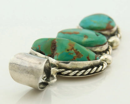 Navajo Pendant 925 Sterling Silver Natural Turquoise Vintage Artist Signed PA