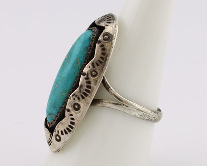 Navajo Ring 925 Silver Natural Kingman Turquoise Native American Artist C.80's