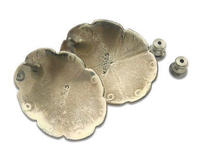 Navajo Earrings 925 Silver Natural Turquoise Artist Signed K. F. C.80's