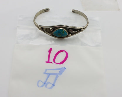 Navajo Bracelet 925 Silver Kingman Turquoise Native American Artist C.80's