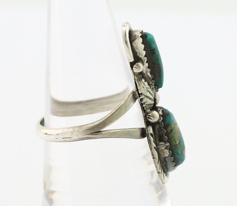Navajo Ring 925 Silver Natural AAA Blue Turquoise Artist Signed Tom Willeto C80s