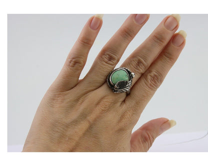 Navajo Handmade Ring 925 Silver Natural Turquoise Native Artist C.80's