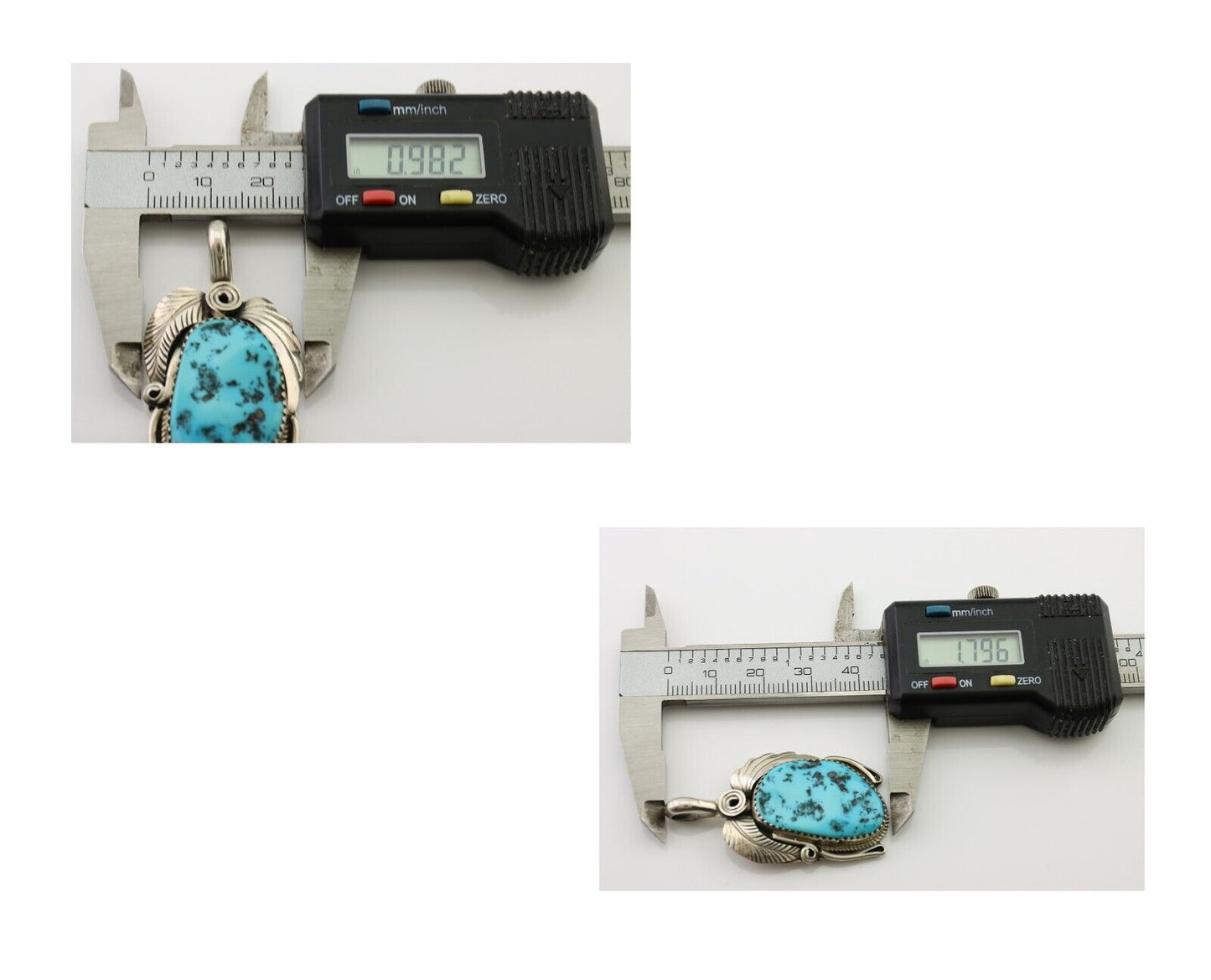 Navajo Pendant 925 Silver Sleeping B Turquoise Signed Justin Morris C.80's