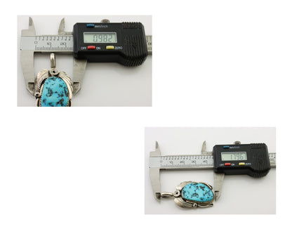 Navajo Pendant 925 Silver Sleeping B Turquoise Signed Justin Morris C.80's