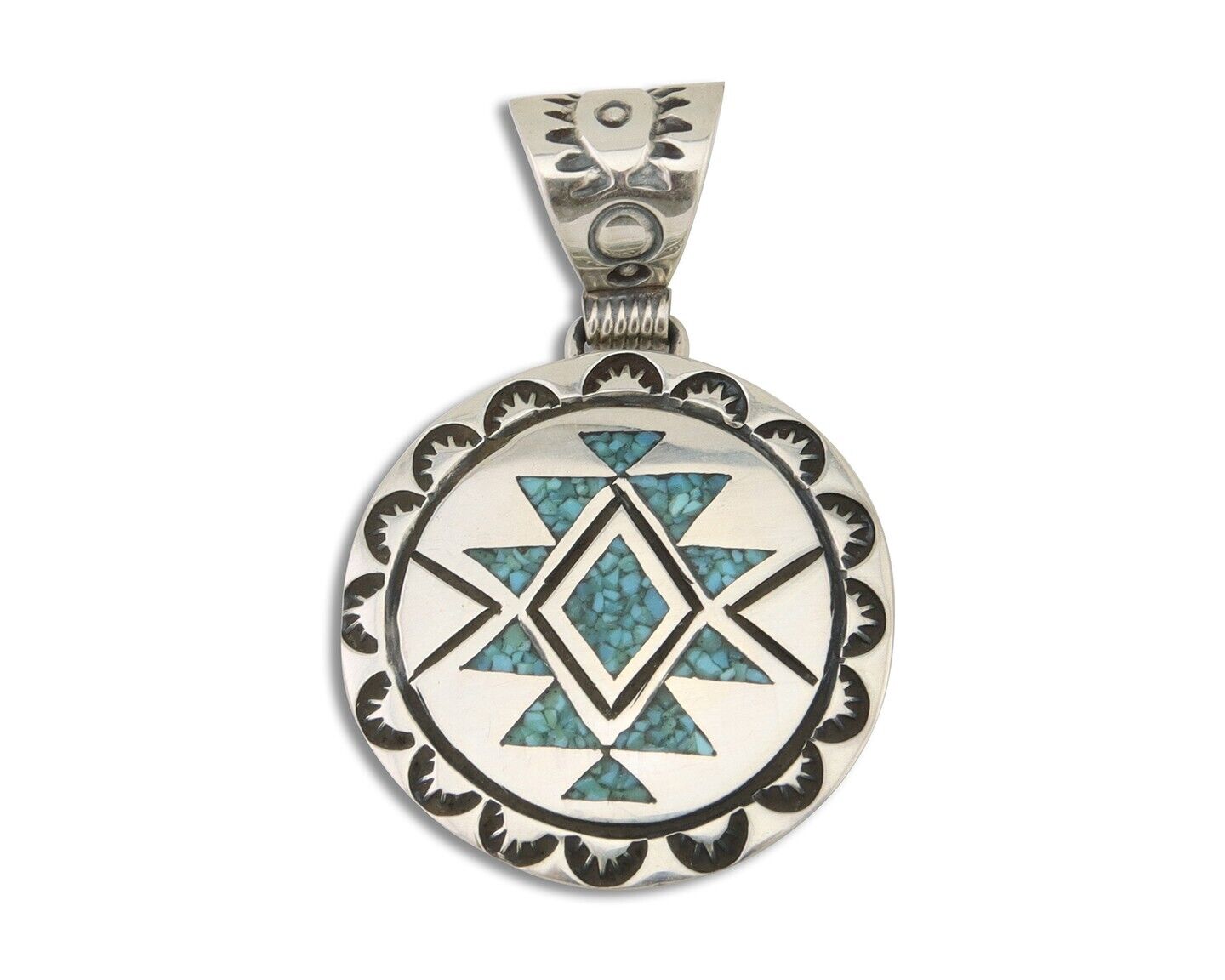 Navajo Necklace 925 Silver Natural Turquoise Artist Signed Stanley Bain C.80's