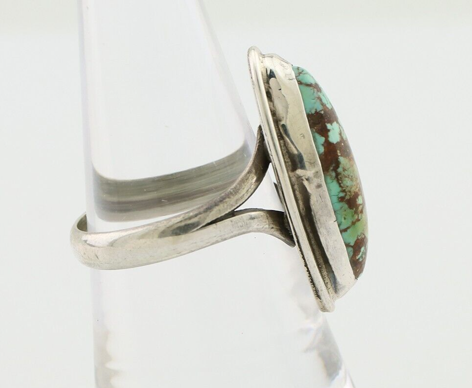 Navajo Handmade Ring 925 Silver Natural Turquoise Artist Signed GC01 C.80's