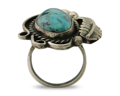 Navajo Ring 925 Sterling Blue Turquoise Native American Artist C.80's