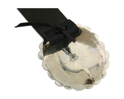 Navajo Handmade Concho Belt Turquoise 925 Silver Signed RS Arrow C.80's